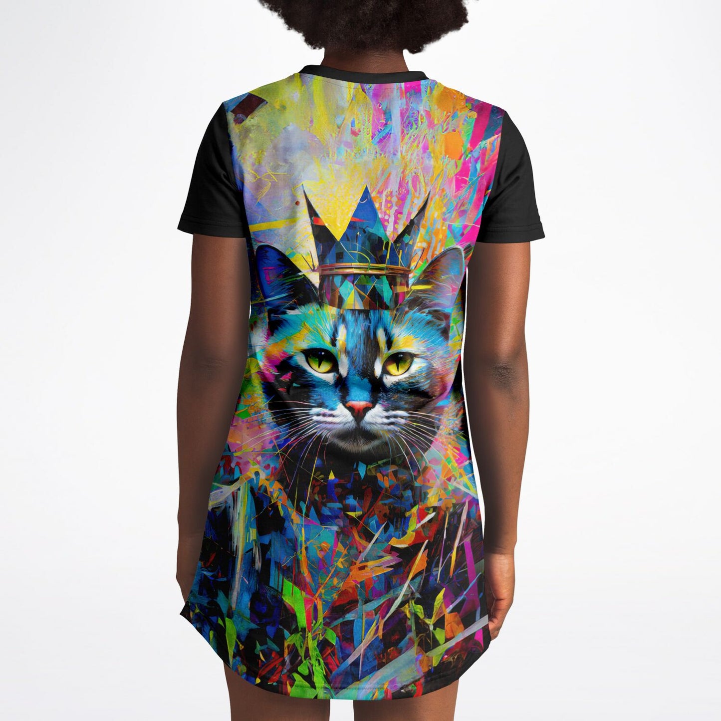 Royal Whiskers T-Shirt Dress - Vibrant and Majestic