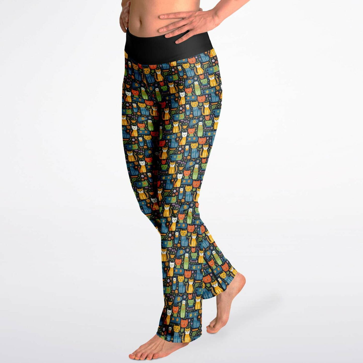 Colorful Cat Pattern Yoga Pants - Whimsical, Stylish, and Ultra-Comfortable Leggings for Cat Lovers