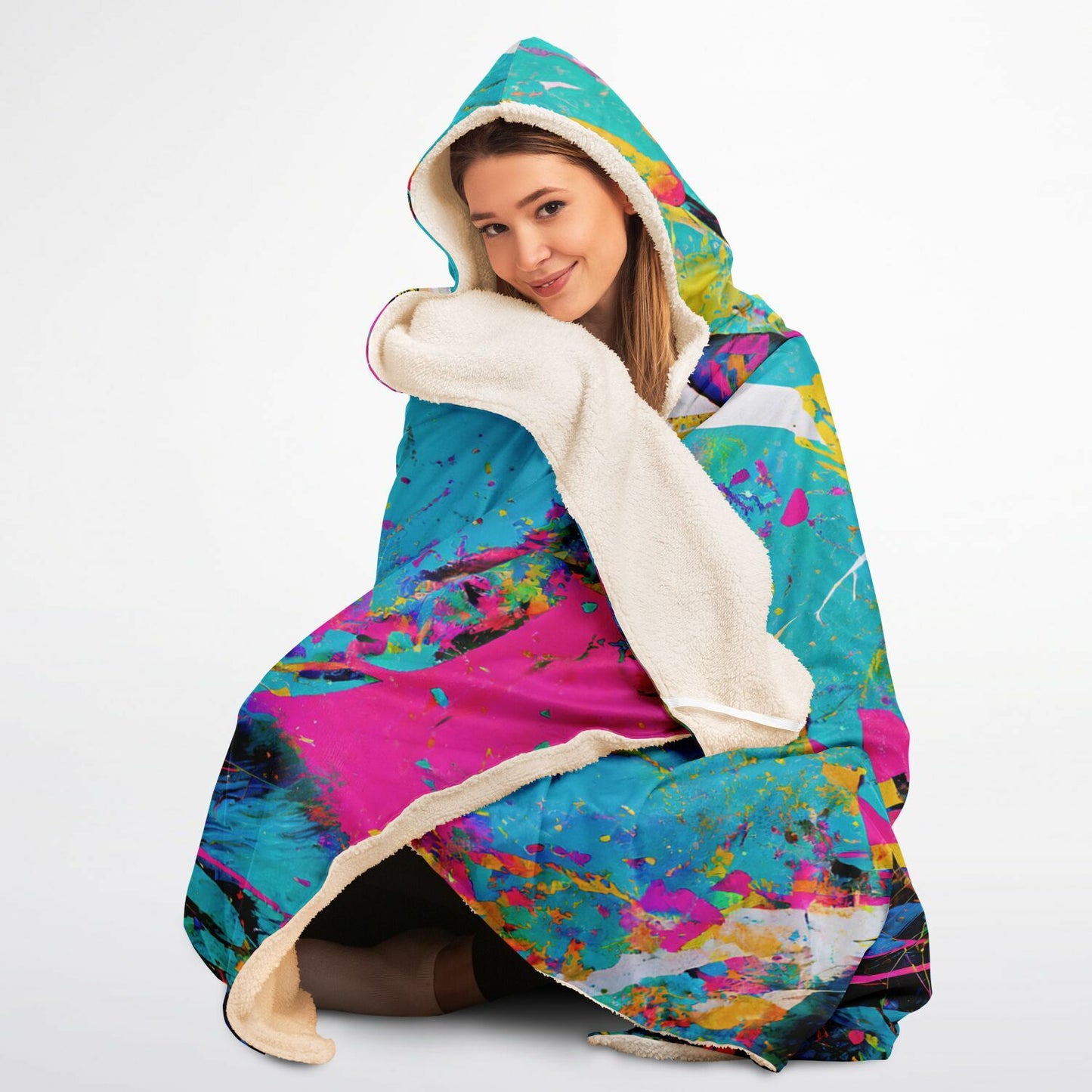 Regal Cat Hooded Fleece Blanket - Luxurious Comfort Meets Vibrant Majesty