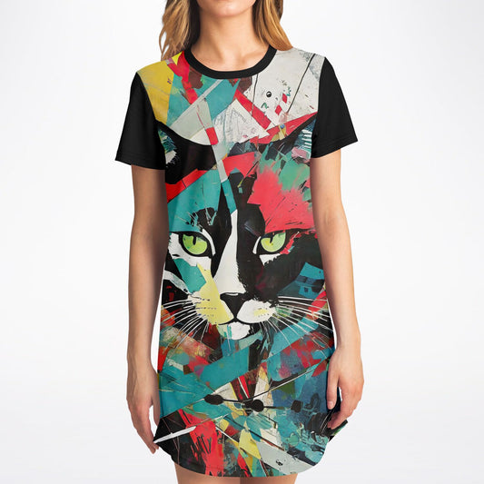 Urban Whiskers T-Shirt Dress - Bold Colors, Bold Style