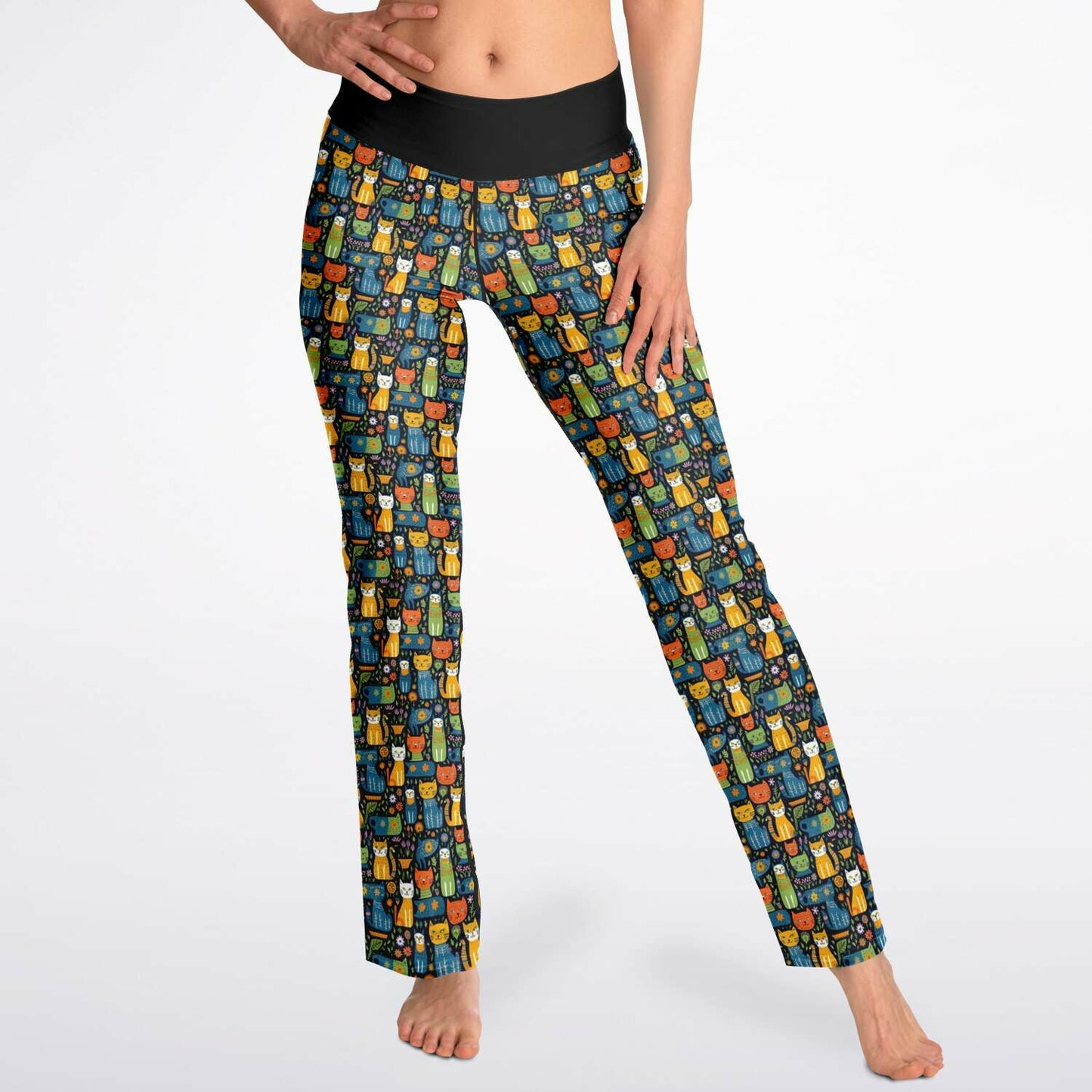 Colorful Cat Pattern Yoga Pants - Whimsical, Stylish, and Ultra-Comfortable Leggings for Cat Lovers