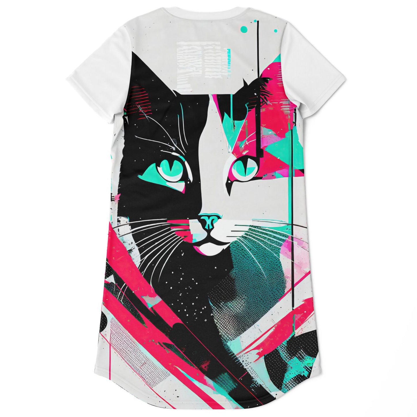 Abstract Feline T-Shirt Dress - Art Meets Comfort