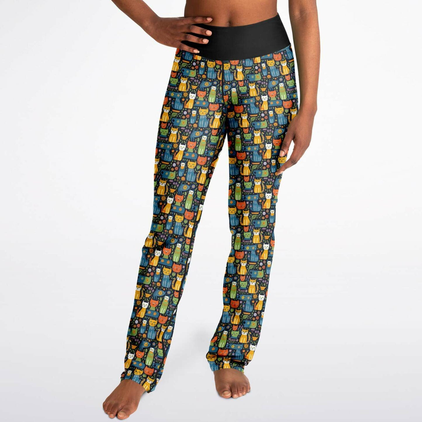 Colorful Cat Pattern Yoga Pants - Whimsical, Stylish, and Ultra-Comfortable Leggings for Cat Lovers