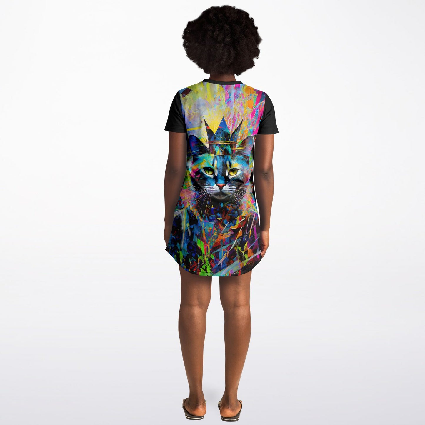 Royal Whiskers T-Shirt Dress - Vibrant and Majestic