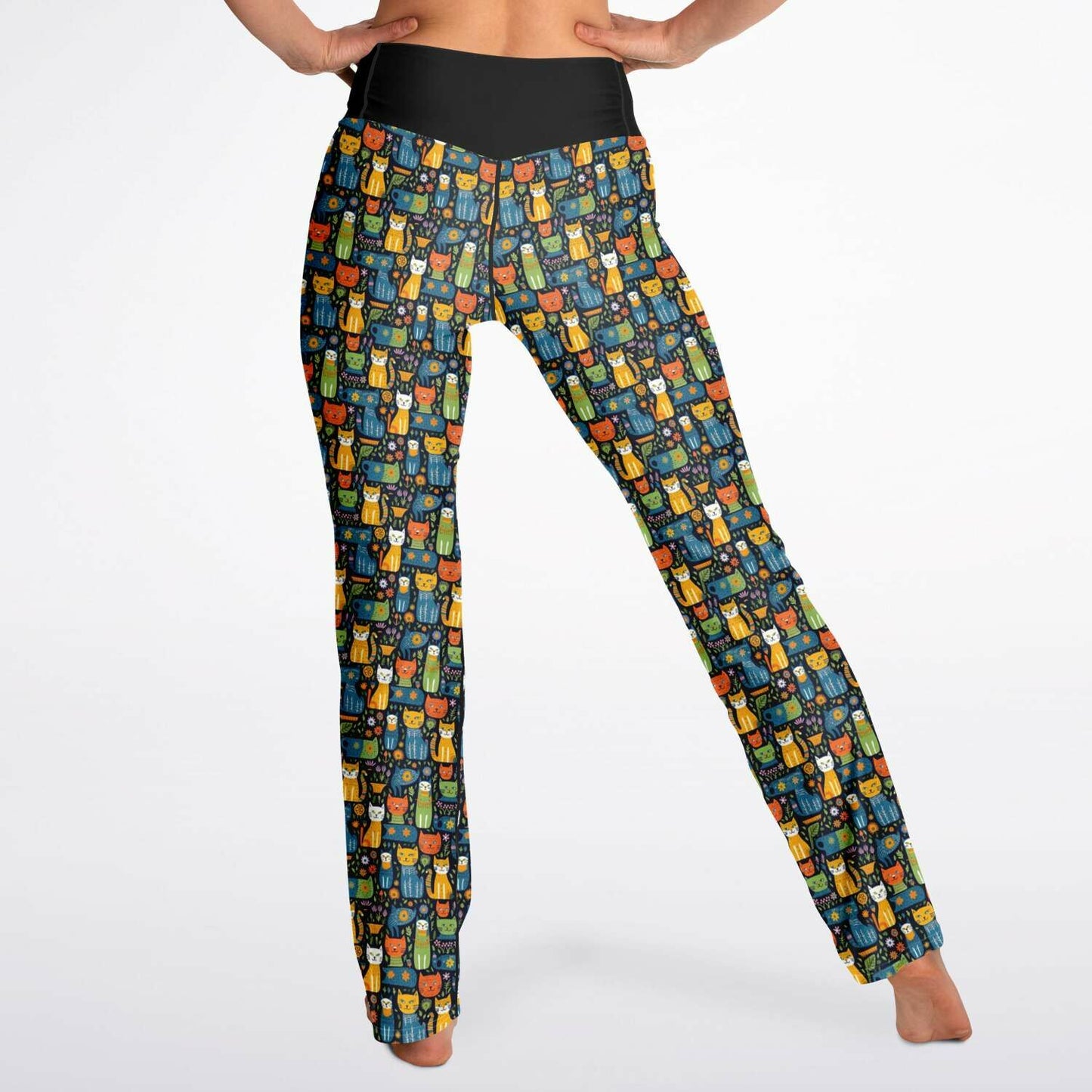 Colorful Cat Pattern Yoga Pants - Whimsical, Stylish, and Ultra-Comfortable Leggings for Cat Lovers