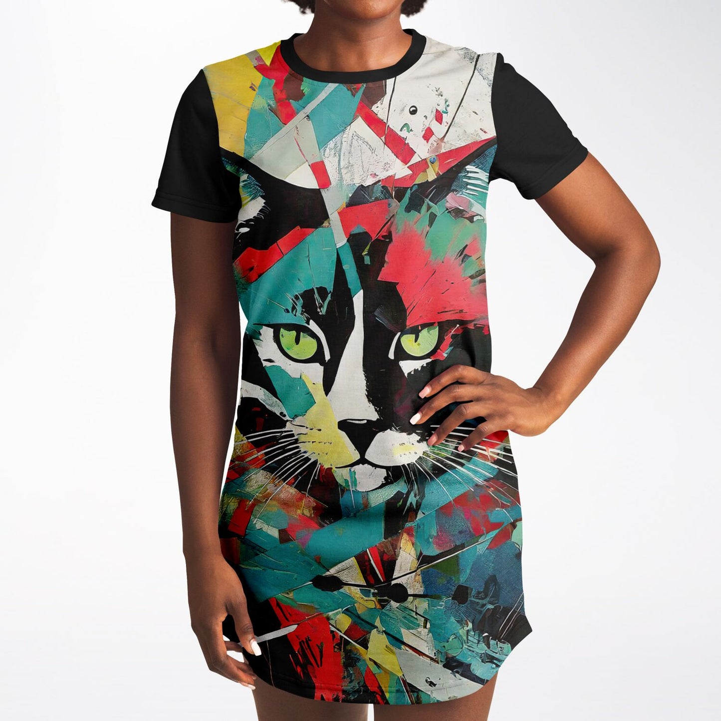 Urban Whiskers T-Shirt Dress - Bold Colors, Bold Style