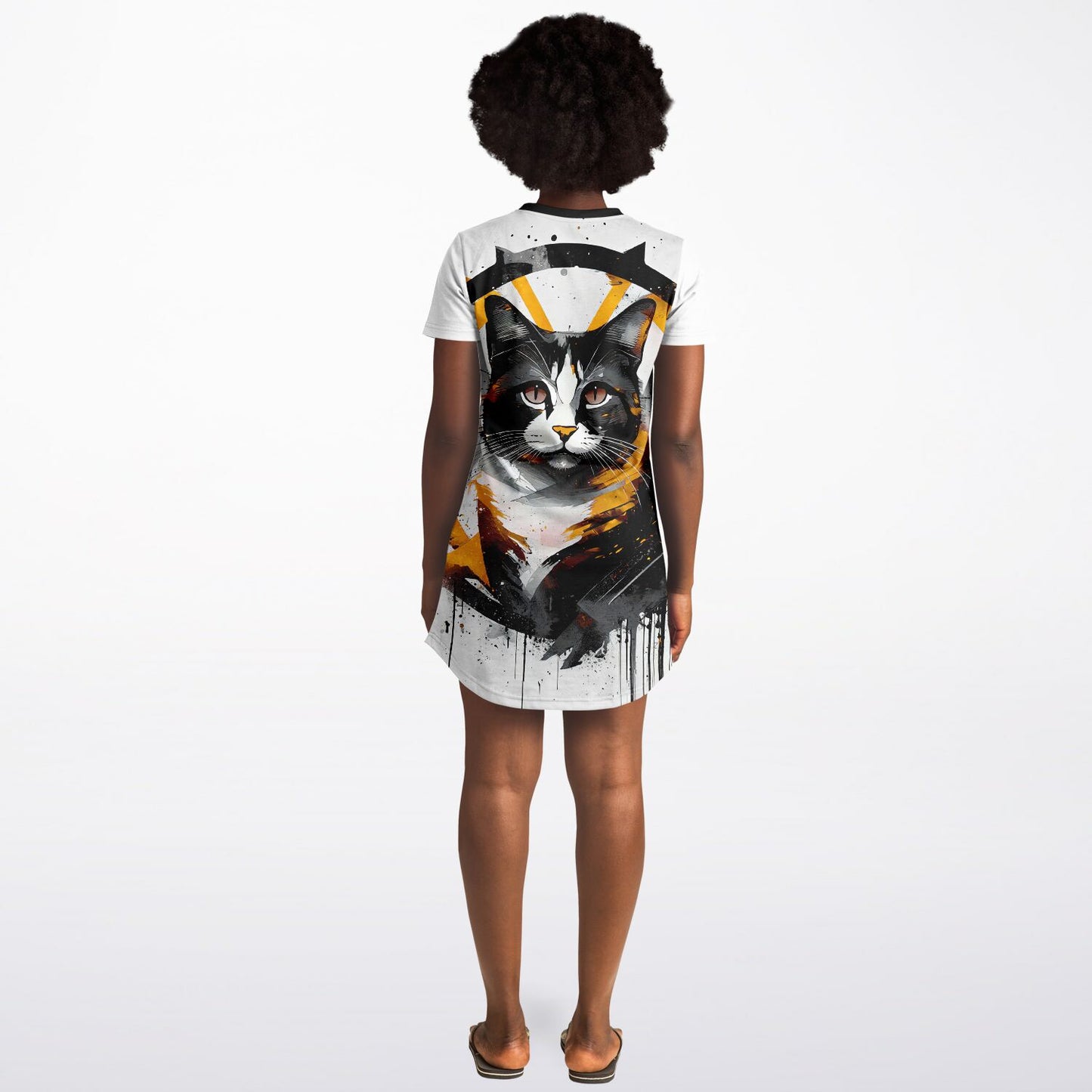 Golden Gaze T-Shirt Dress - Bold, Artistic, and Fierce