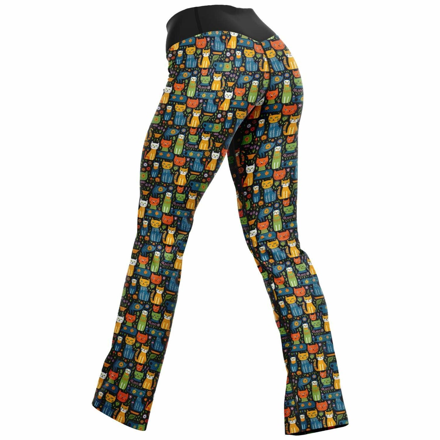 Colorful Cat Pattern Yoga Pants - Whimsical, Stylish, and Ultra-Comfortable Leggings for Cat Lovers